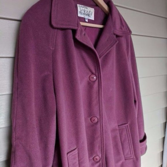 Veloura Women's Maroon Purple Peacoat Jacket Petite Size 12P - Picture 2 of 3